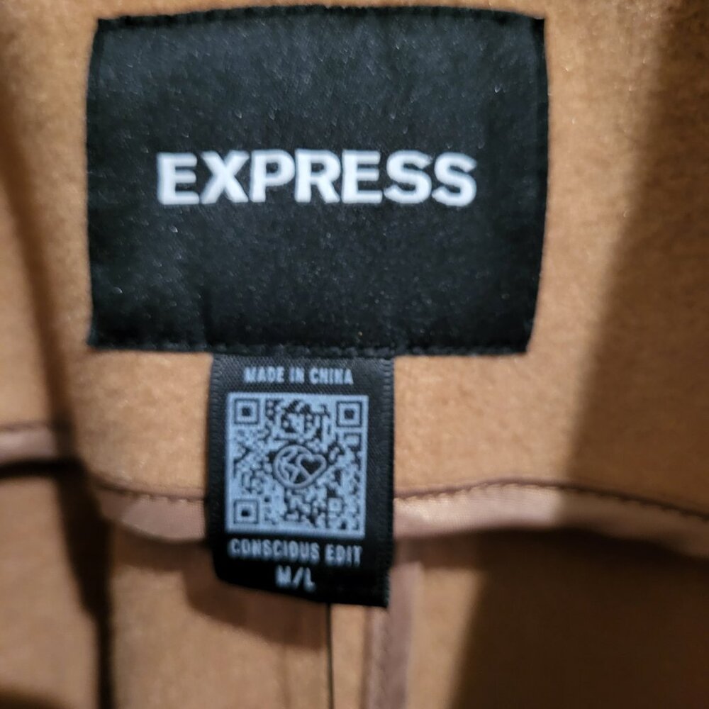 New Express wool poncho coat in BUTTERSCOTCH:M/L - Picture 9 of 10